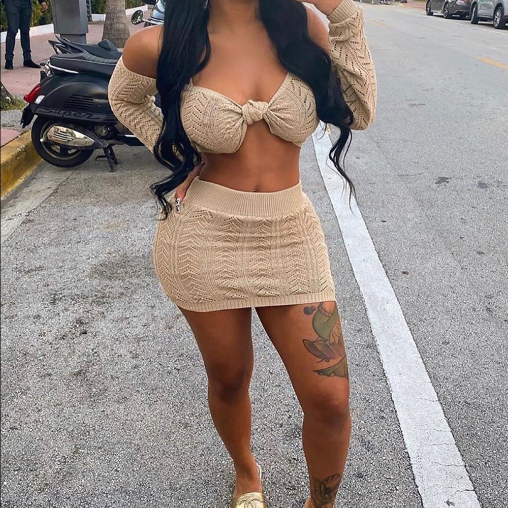 Mayra Skirt Set - Taupe BRAND NEW